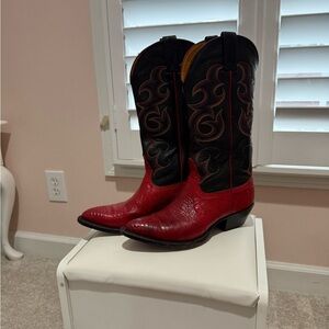 Nocona Red and Black Cowboy Boots